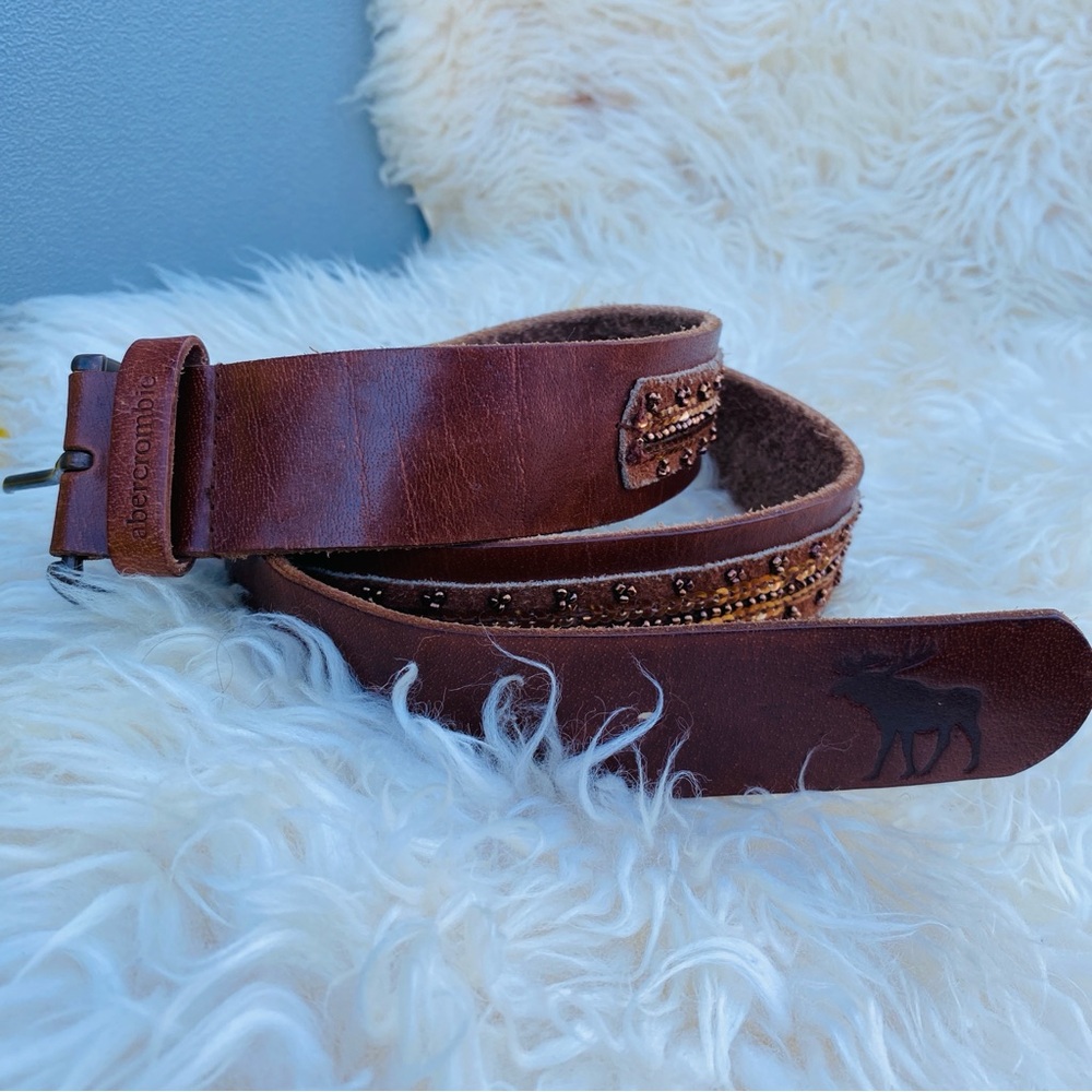 ABERCROMBIE kids brown leather beaded belt vintage y2k L/XL womens - Picture 4 of 6